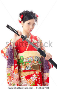 stock-photo-japanese-kimono-woman-with-samurai-sword-on-white-background-112652780