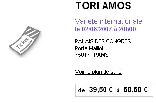 Tori Amos - Porte Maillot - 2 Juin 2007